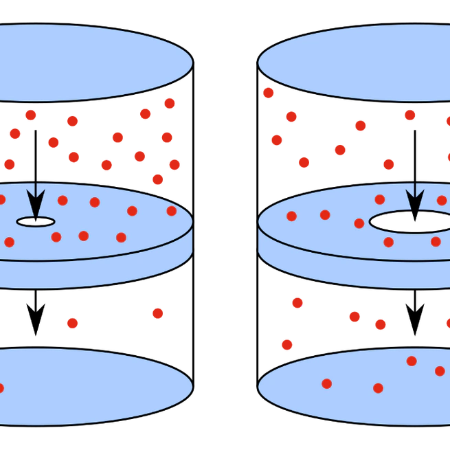 Effusion model of molecule into vacuum